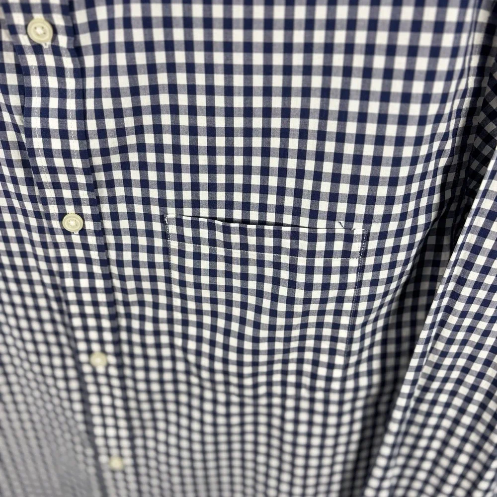 Banana Republic Men XL Navy Gingham Button Down Shirt Soft Wash Standard Fit